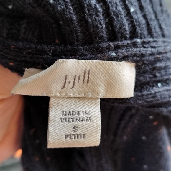 J Jill Blue Sweater Academia Orange Trim Petite small - Picture 6 of 7